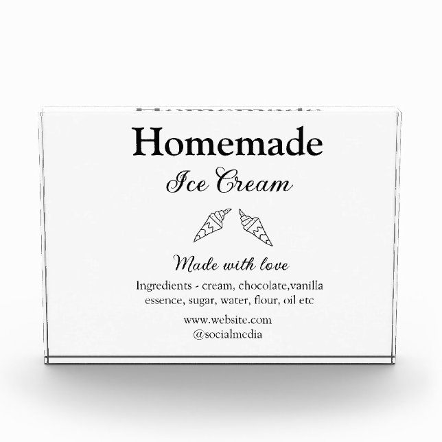 Hausgemachtes Eis und Zutaten aus Liebe Fotoblock (Vorderseite)