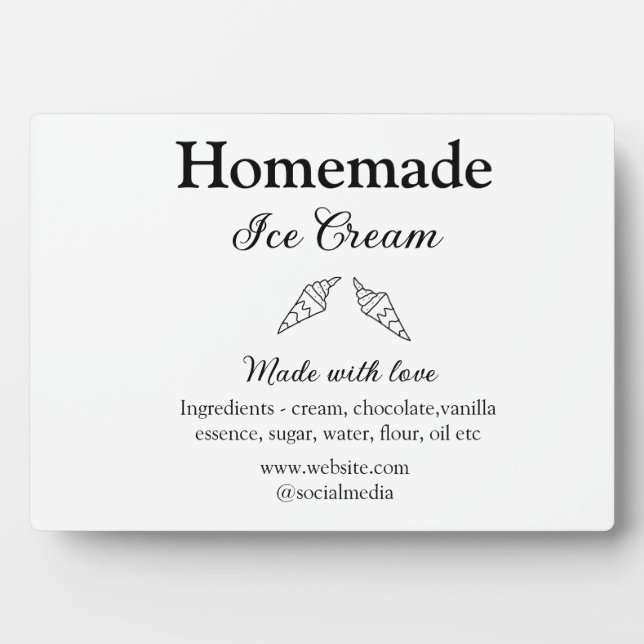 Hausgemachtes Eis und Zutaten aus Liebe Fotoplatte (Vorderseite)