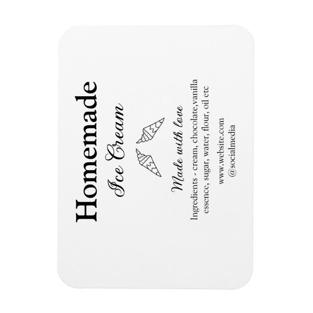 Hausgemachtes Eis und Zutaten aus Liebe Magnet (Vertikal)