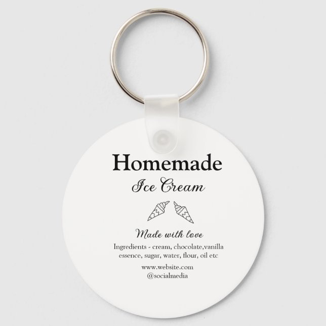 Hausgemachtes Eis und Zutaten aus Liebe Schlüsselanhänger (Vorderseite)