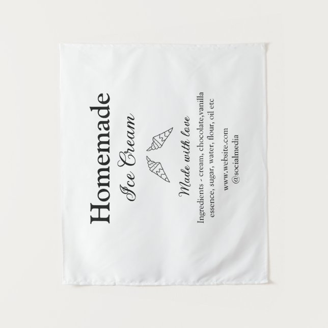 Hausgemachtes Eis und Zutaten aus Liebe Wandteppich (Vorderseite)