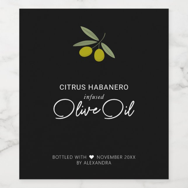 Hausgemachtes Etikett für Olivenöl (Einzelnes Label)
