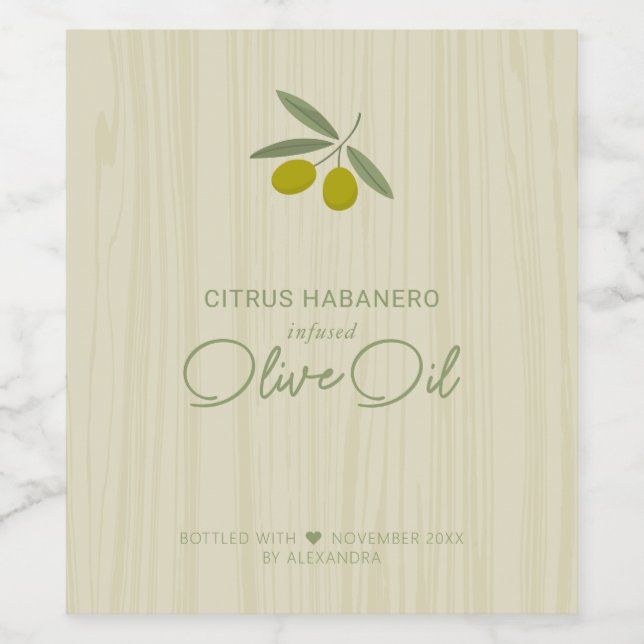 Hausgemachtes Etikett für Olivenöl (Einzelnes Label)