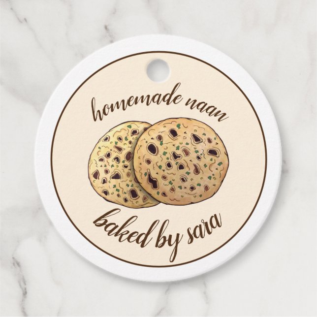 Hausgemachtes indisches Naan-Brot, hergestellt von Geschenkanhänger (Vorderseite)