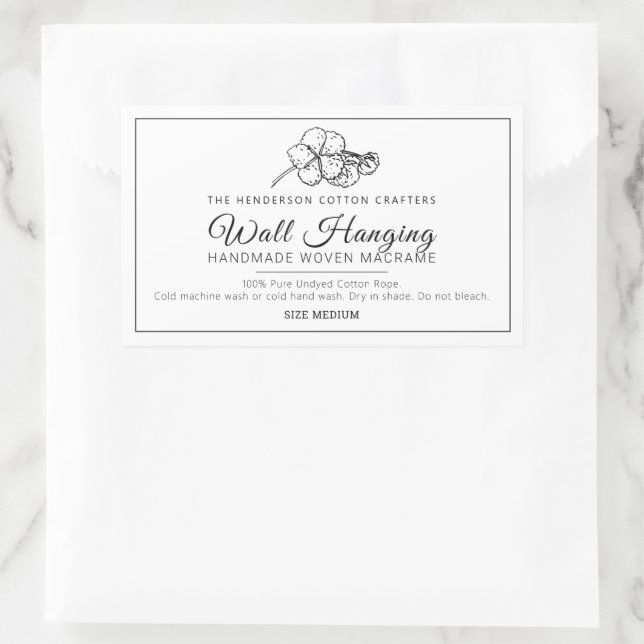 Hausgemachtes Kleidungsstück aus Baumwolle Rechteckiger Aufkleber (Tasche)