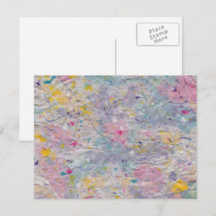 Hausgemachtes Papier mit farbigen Pulsakzenten Postkarte