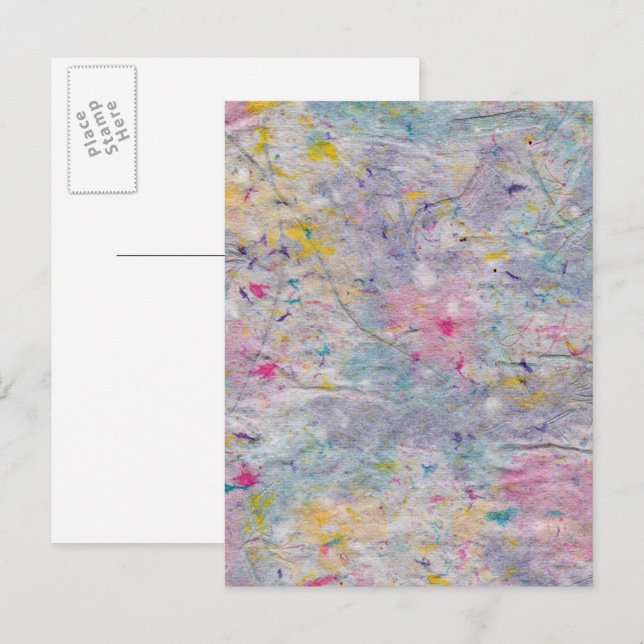 Hausgemachtes Papier mit farbigen Pulsakzenten Postkarte (Vorne/Hinten)