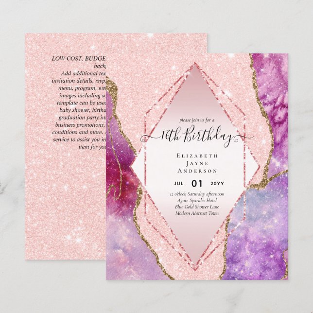 HAUSHALT 16. Geburtstag Glittery AGATE Sparkle Ein (Vorne/Hinten)