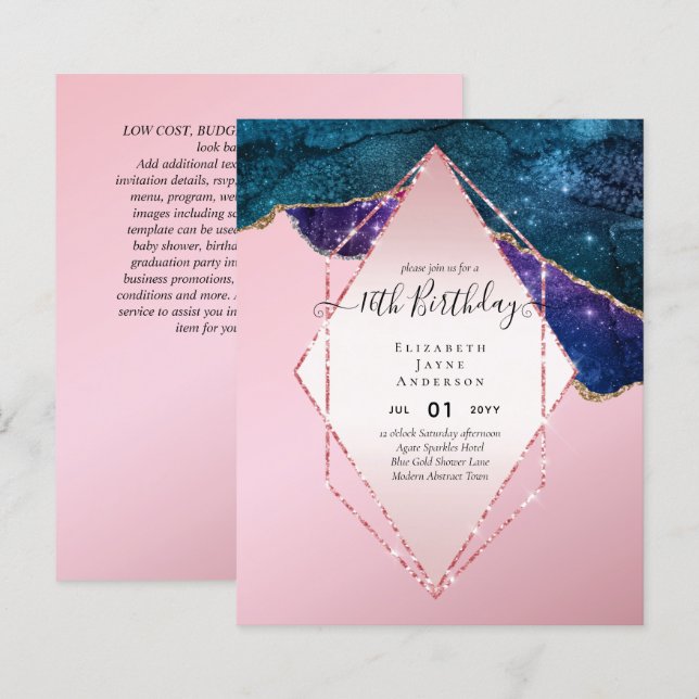 HAUSHALT 16. Geburtstag Glittery AGATE Sparkle Ein (Vorne/Hinten)