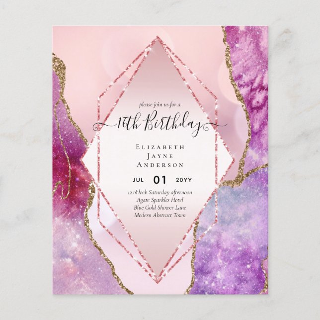 HAUSHALT 16. Geburtstag Glittery AGATE Sparkle Ein Flyer (Vorne)