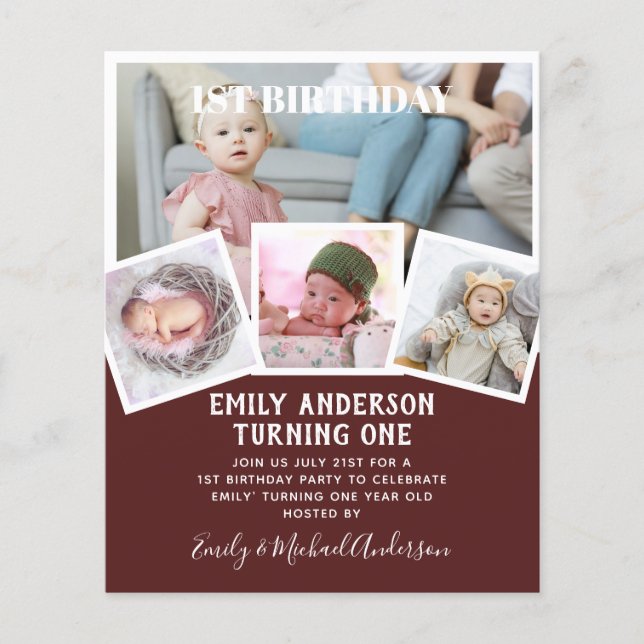 HAUSHALT 1. Geburtstag FOTO Einladung oder DANKE Flyer (Vorne)
