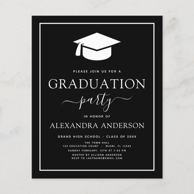 Haushalt 2022 Graduation Party Black Invitation Fl Flyer (Vorne)