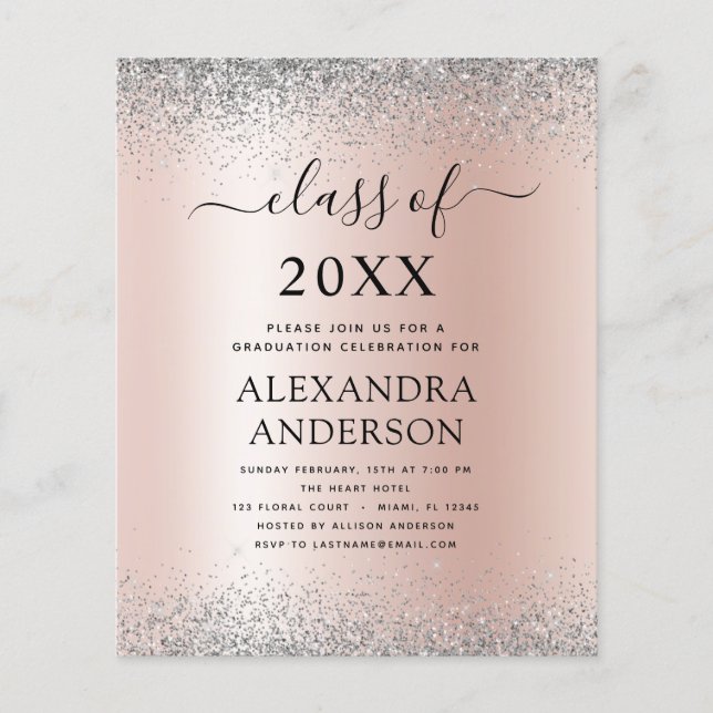 Haushalt 2023 Abschluss Rose Gold Rosa Silber Flyer (Vorne)