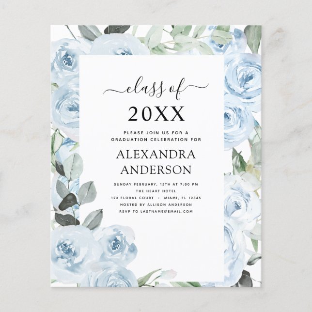 Haushalt 2023 Dusty Blue Abschluss Blumengrün Flyer (Vorne)