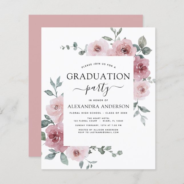 Haushalt 2023 Dusty Pink Abschluss Floral (Vorne/Hinten)