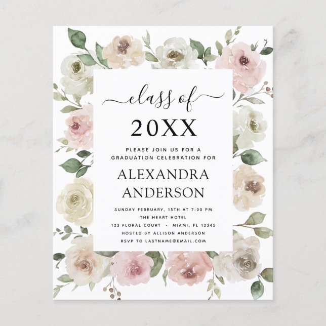 Haushalt 2023 Rose rosa Abschluss floral Flyer (Vorne)