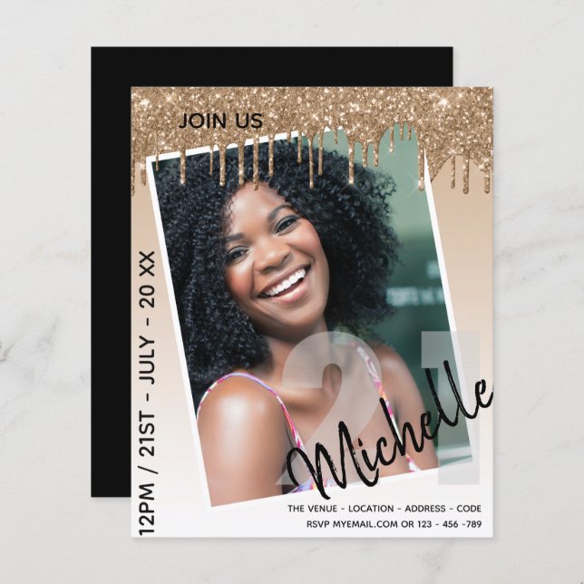 HAUSHALT 21. Geburtstag FOTO Driving Glitzer Einla (Vorne/Hinten)