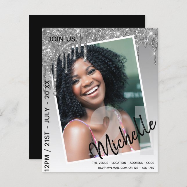 HAUSHALT 21. Geburtstag FOTO Driving Glitzer Einla (Vorne/Hinten)