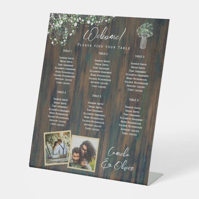 HAUSHALT 6 Tabelle Rustikale Gypsophila FOTO Sitzp Sockelschild (Vorderseite)