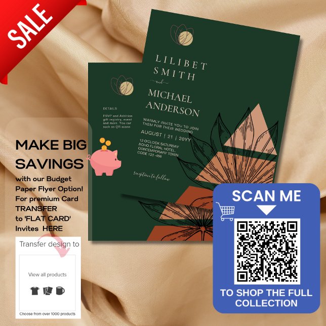 HAUSHALT Abstrakte Smaragdgrüne Pampas Grass Weddi Flyer (Von Creator hochgeladen)