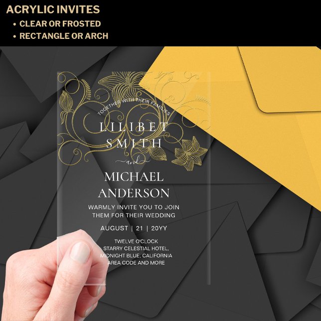 HAUSHALT Akrobische Hochzeit Gold Weiß Elegant Chi Acryleinladungen (Von Creator hochgeladen)