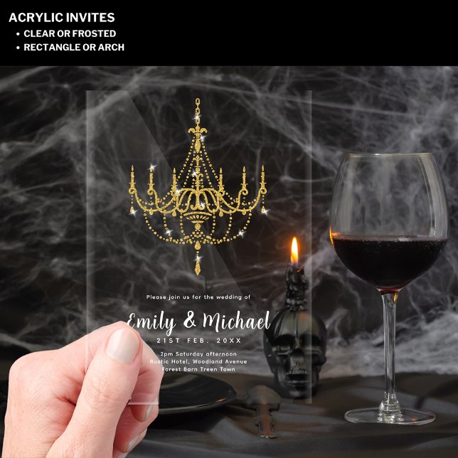 HAUSHALT Akrylic Clear Gold Lights Eleganter Luxus Acryleinladungen (Von Creator hochgeladen)