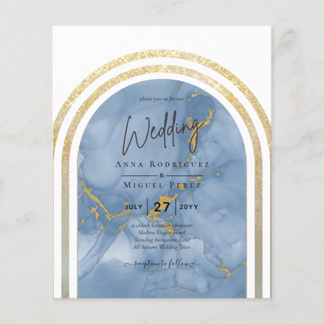 HAUSHALT - All-in-1 Gold Blue Marble Arch Wedding Flyer (Vorne)