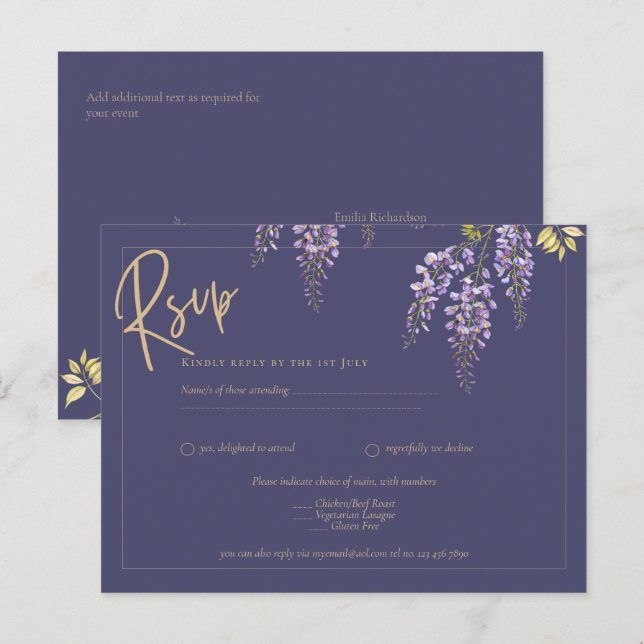 HAUSHALT - All-in-1 Wisteria Dusty Lila Gold Weddi Postkarte (Vorne/Hinten)