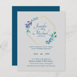 HAUSHALT Aquamarine Lila Goldkranz-Hochzeitseinlad