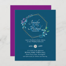 HAUSHALT Aquamarine Lila Goldkranz-Hochzeitseinlad