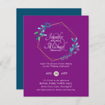 HAUSHALT Aquamarine Lila Goldkranz-Hochzeitseinlad