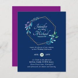 HAUSHALT Aquamarine Lila Goldkranz-Hochzeitseinlad