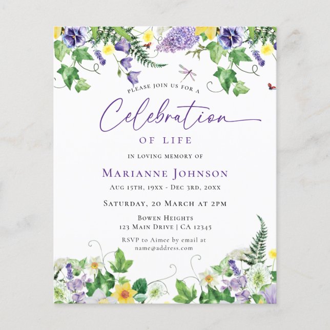 Haushalt Blumenfeier zur Beerdigung des Lebens Flyer (Vorne)