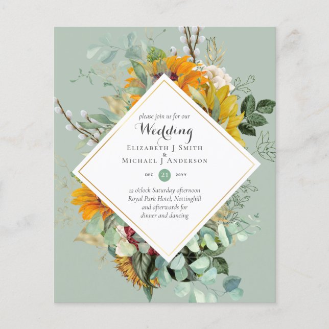 HAUSHALT Burgund Blue FLORAL Hochzeitseinladungen Flyer (Vorne)