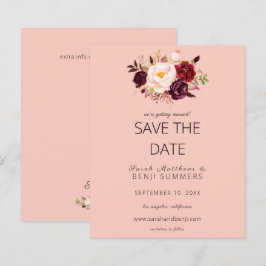 Haushalt Burgund Marsa Floral Save the Date rosa 2