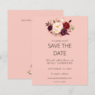 Haushalt Burgund Marsa Floral Save the Date rosa 2