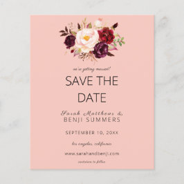 Haushalt Burgund Marsa Floral Save the Date rosa 2 Flyer