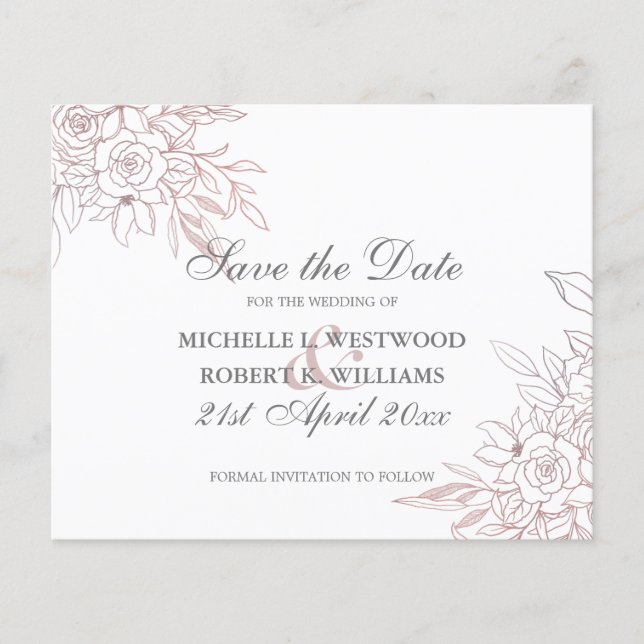HAUSHALT Chic Rose Gold Floral Wedding SPAREN DAS  (Vorderseite)
