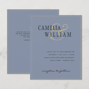 HAUSHALT Classic Dusty Blue Gold Hochzeit Einladun