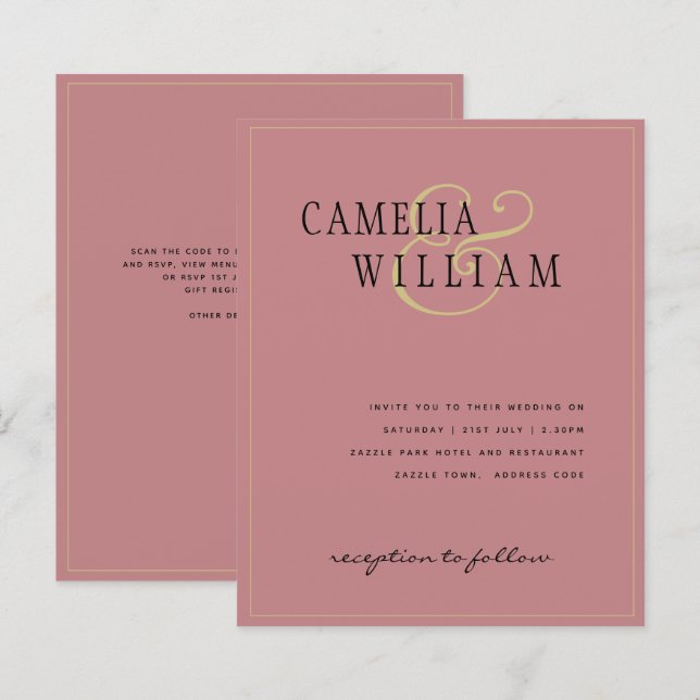 HAUSHALT Classic Dusty Rose Pink Gold Hochzeit Ein (Vorne/Hinten)