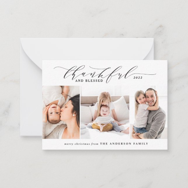 Haushalt dankbar und gesegnet 3 Foto Mitteilungskarte (Vorderseite)