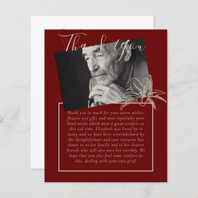 HAUSHALT Danke für das FOTO zur Beerdigung (Vorne/Hinten)