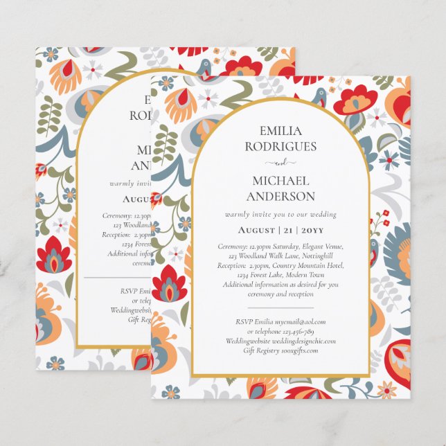 HAUSHALT Doppelseitige BILINGUALE Hochzeit Folk Ar (Vorne/Hinten)