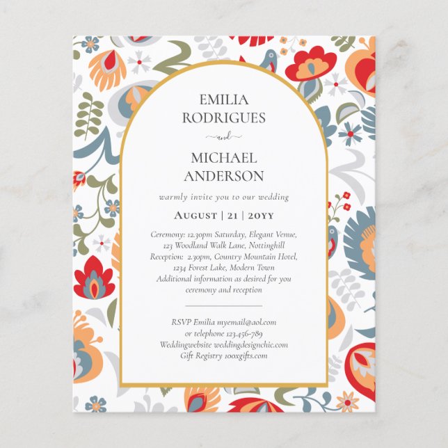 HAUSHALT Doppelseitige BILINGUALE Hochzeitskunst Flyer (Vorne)