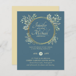 HAUSHALT Dusty Blue Gold Grüne Hochzeit Einladung