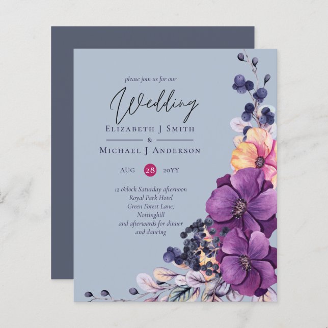 HAUSHALT Dusty Blue Lila Floral Wedites (Vorne/Hinten)