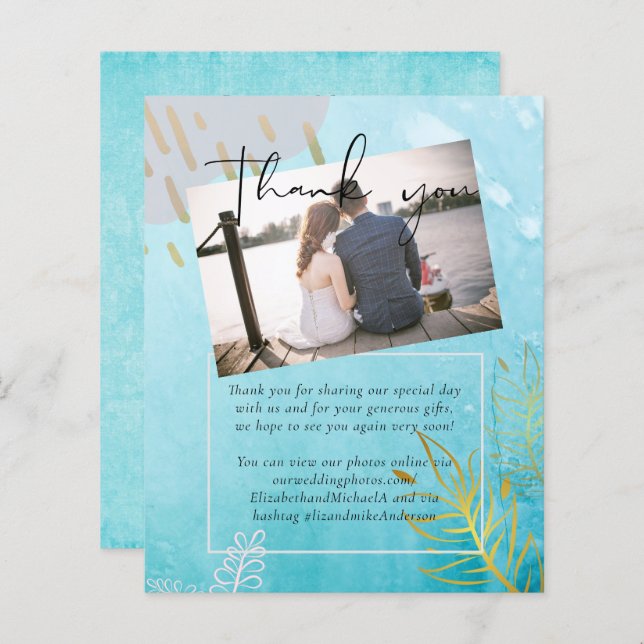 HAUSHALT DustyTeal Abstrakte Hochzeit (Vorne/Hinten)