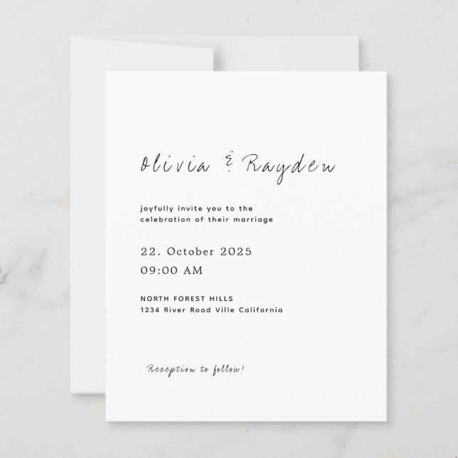 HAUSHALT Einfache Minimalistische SkriptWedding (Vorderseite)