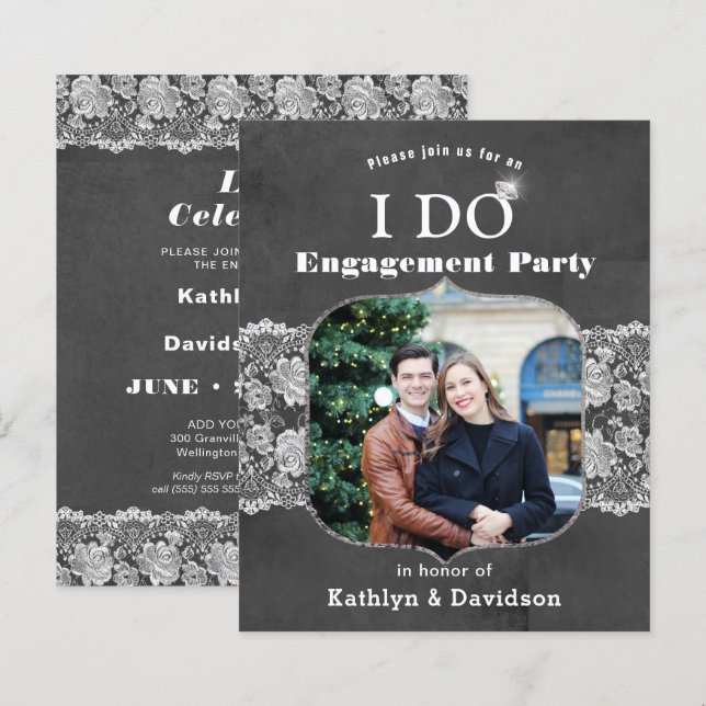 HAUSHALT Elegance Spitze I Tu Verlobung Einladung (Vorne/Hinten)