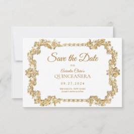 HAUSHALT Elegant Elfenbeinweißer Goldrahmen Quince Mitteilungskarte